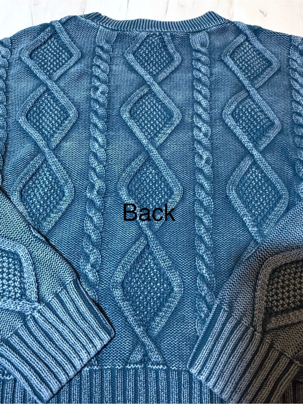 Lucky Brand Womens Cable Stitch V-Neck Sweater in Blue. Size S, 100% Cotton - Picture 3 of 8